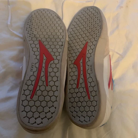 Lakai Skateboard Shoes Cambridge White/Coral Suede size 9.5 - Picture 3 of 6